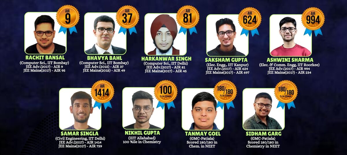 Cortex Classes top results — AIR 9, AIR 37, AIR 81 in JEE Advanced, 180/180 in NEET Chemistry